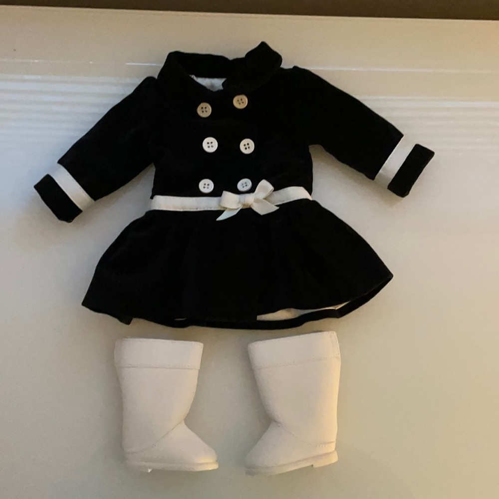 American girl doll velveteen coat and boots.